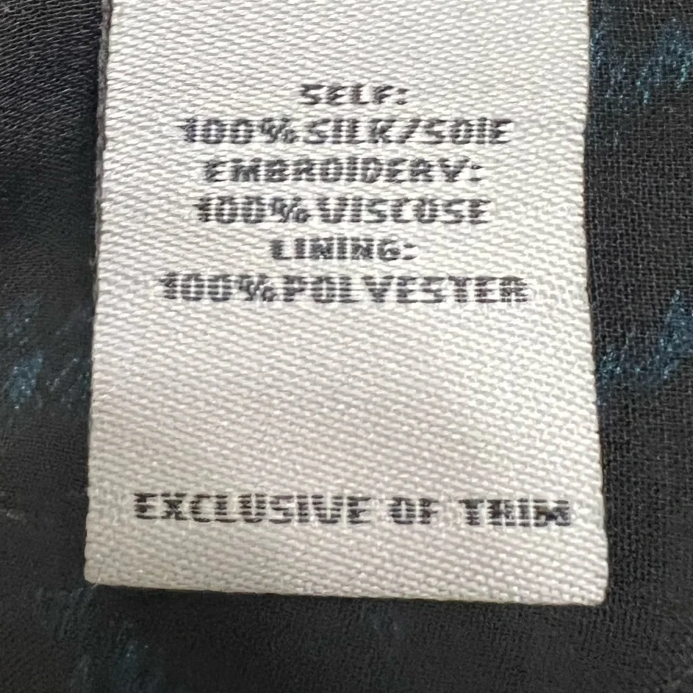 Tanya Taylor Georgette Tessa Black Silk Floral Embroidered Tassel Accent Top 8 - Picture 13 of 14